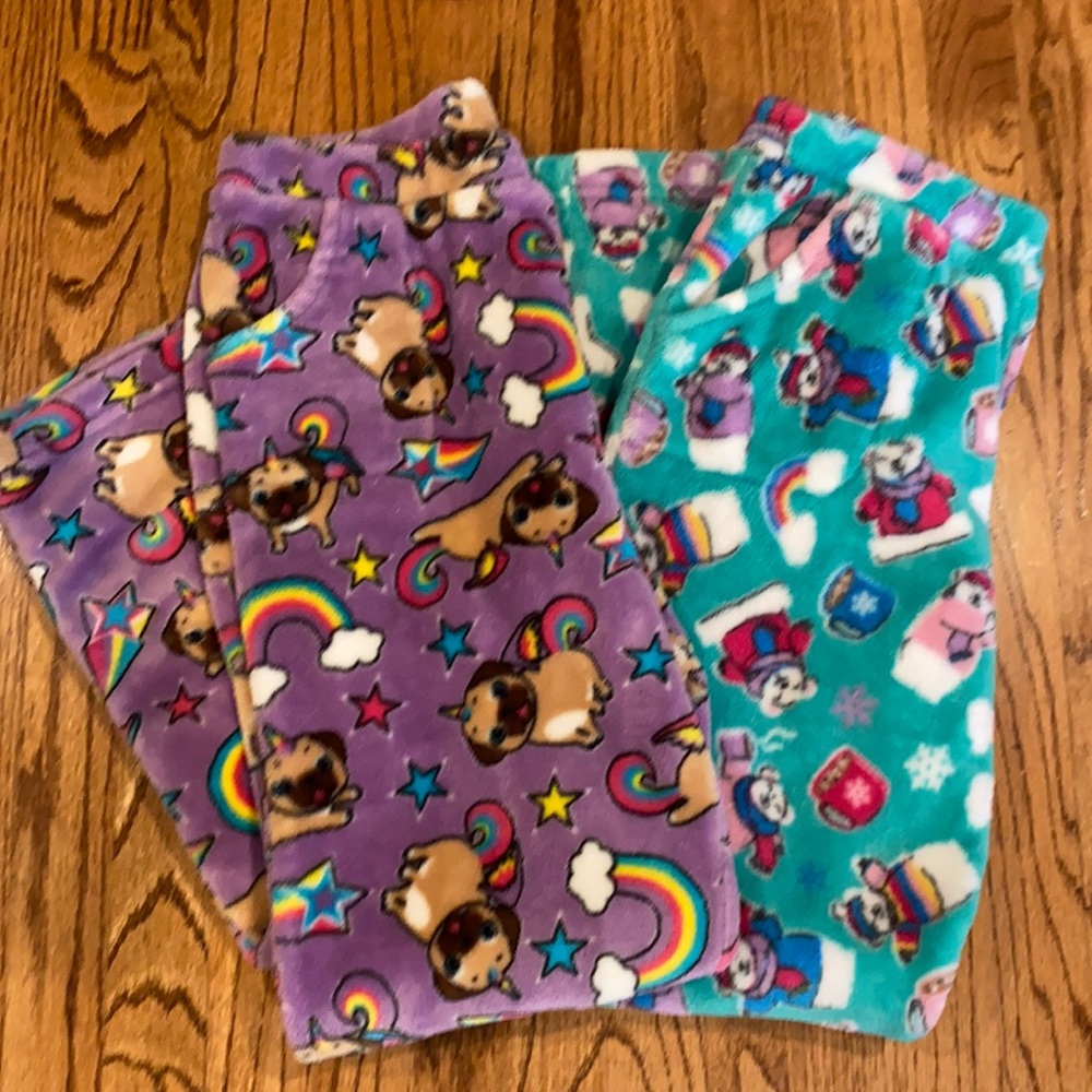 2 pairs of plush Candy Pink Pajama Pants